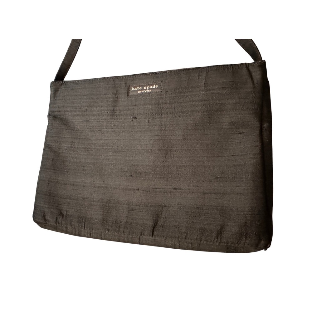 VTG Kate Spade New York Vintage Black Raw Silk Shoulder Bag Made in USA